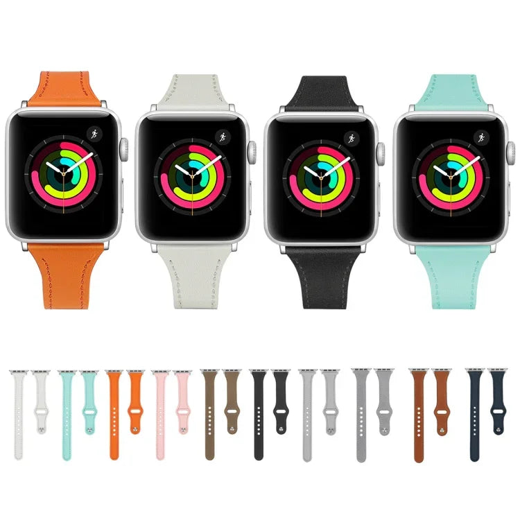 レザー交換用ストラップ 時計バンド スチールボタン付き、Apple Watch Series 7 41mm / & 6 & SE & 5 & 4 40mm 用、Apple Watch Series 7 45mm / & 6 & SE & 5 & 4 44mm 用
