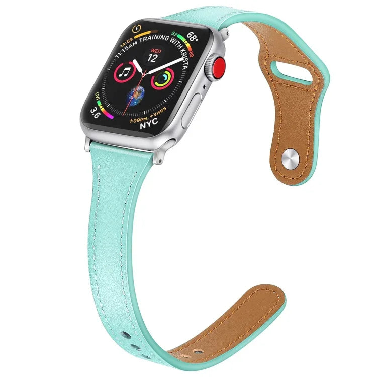レザー交換用ストラップ 時計バンド スチールボタン付き、Apple Watch Series 7 41mm / & 6 & SE & 5 & 4 40mm 用、Apple Watch Series 7 45mm / & 6 & SE & 5 & 4 44mm 用