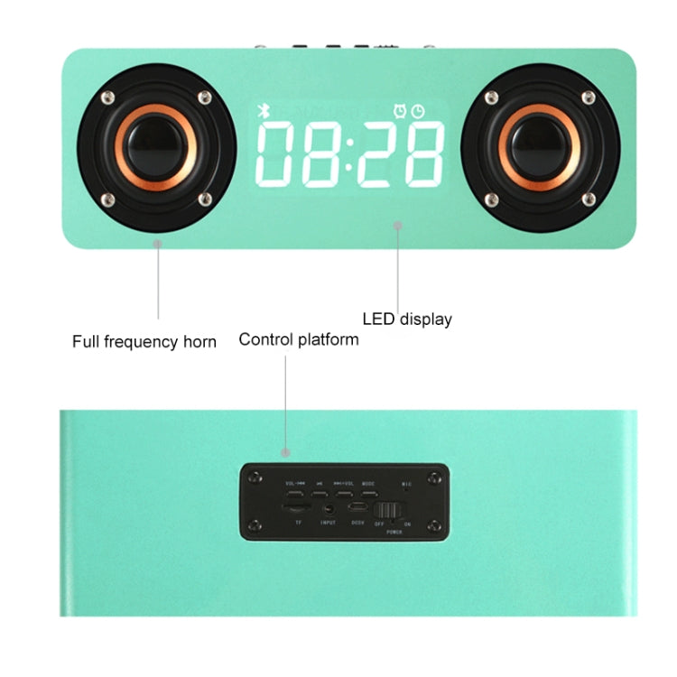M5C サブウーファー木製クロック Bluetooth 4.2スピーカー TFカード＆3.5mm AUX＆FMラジオ対応