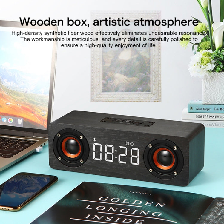 M5C サブウーファー木製クロック Bluetooth 4.2スピーカー TFカード＆3.5mm AUX＆FMラジオ対応