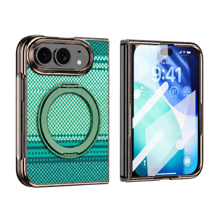 Kevlar Weave Texture 360 Kickstand Integrated Film Phone Case, For iPhone Duo