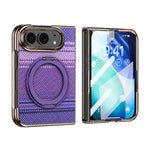 Kevlar Weave Texture 360 Kickstand Integrated Film Phone Case, For iPhone Duo