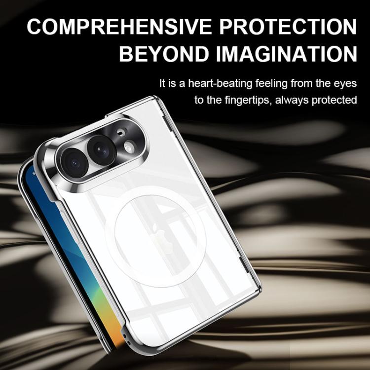 Integrated Shell And Flim Electroplating Transparent Shockproof Magnetic Phone Case, For iPhone Duo