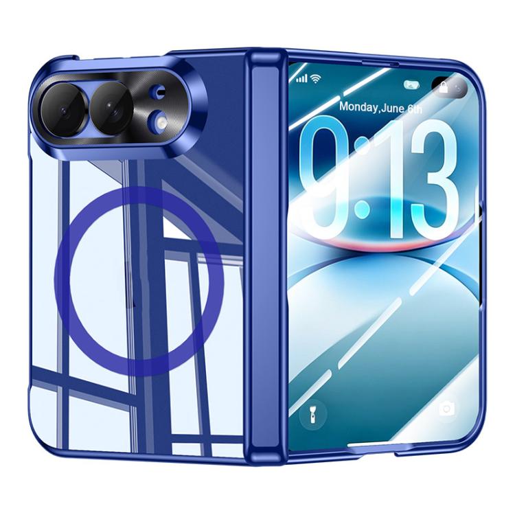 Integrated Shell And Flim Electroplating Transparent Shockproof Magnetic Phone Case, For iPhone Duo