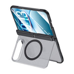 Intergrated Shell And Flim Translucent Hinge Holder Magnetic Phone Case, For iPhone Duo