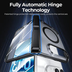 Intergrated Shell And Flim Translucent Spring Hinge Holder Magnetic Phone Case, For iPhone Duo