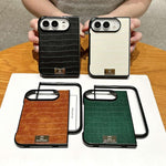 Nameplate Crocodile-Texture Phone Case, For iPhone Duo