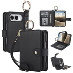 Solid Color Wristband Ring RFID Leather Phone Case with Lanyard, For iPhone Duo