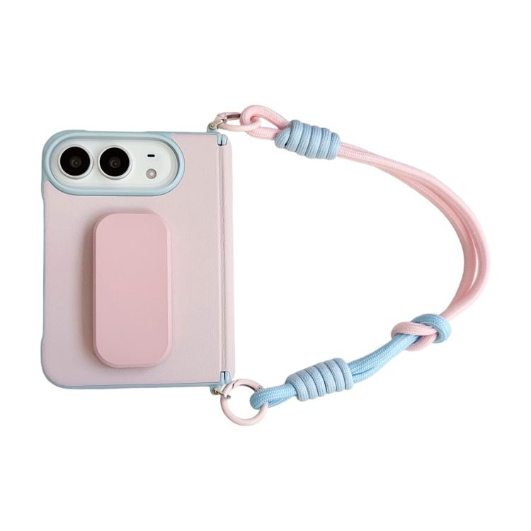 Side Buckle Magnetic Hinge Dopamine Series Phone Case with Holder / Wrist Strap, For iPhone Duo