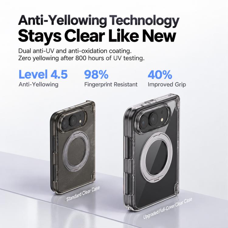 Spring Hinge Magnetic Holder Clear PC Phone Case, For iPhone Duo