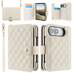 Rhombic Texture Crossbody Multifunctional Leather Phone Case, For iPhone Duo