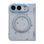 Mirror Shield Blue Dot Magnetic Phone Case with Rotating Holder, For iPhone Duo