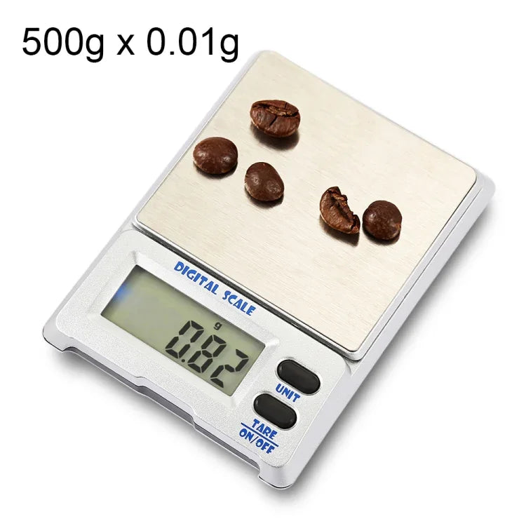 M-18 500g x 0.01g 高精度デジタル電子ジュエリースケール バランス装置 1.5インチLCDスクリーン付き、500g/0.01g