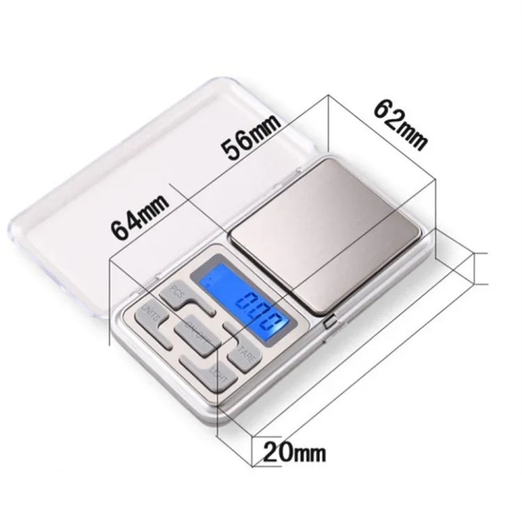 MH-100 500g x 0.1g 高精度デジタル電子ポータブルミニポケットスケール 携帯電話用計量スケール バランス装置 1.6インチLCDスクリーン付き、500g/0.1g