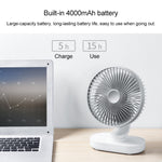 D77 4W マイクロUSB & USB-C / Type-C 充電式ポータブル4段階調節自動首振りデスクトップファン、マイクロUSB & USB-C / Type-C