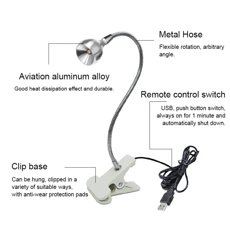 USB DC 5V アームクリップUV消毒ランプ、アームクリップUV消毒ランプ