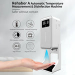 Rehabor A ハンズフリー非接触体感光距離センサー温度計＋450ml自動非接触液体石鹸噴霧ディスペンサー ベースマウント付き、Rehabor A