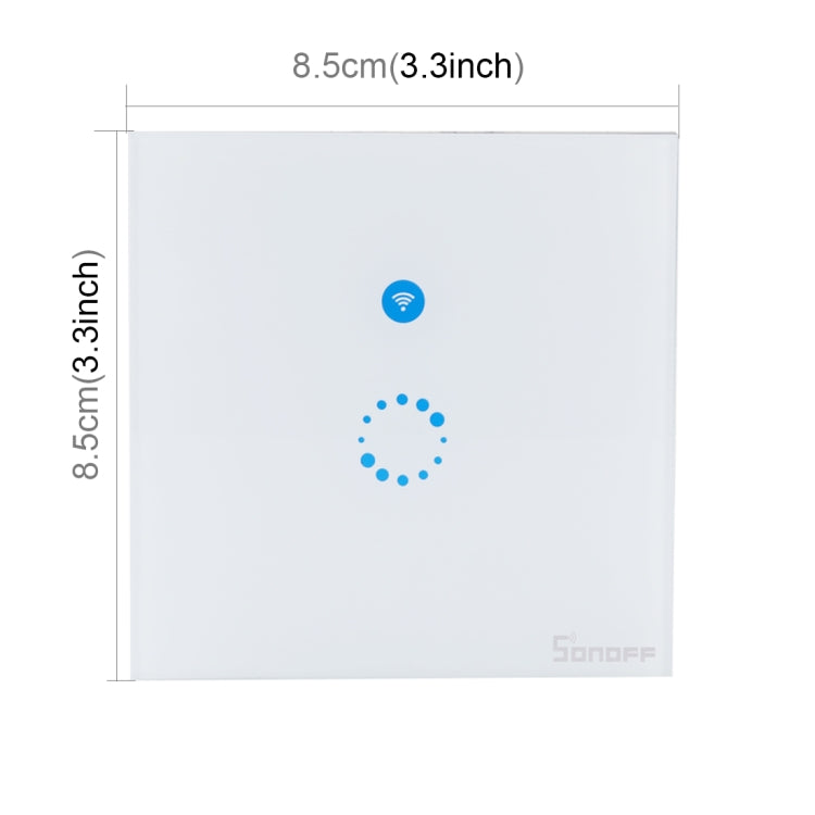Sonoff タッチ 86mm 1ギャング強化ガラスパネル壁スイッチ スマートホームライトタッチスイッチ、AlexaおよびGoogle Home対応、AC 90V-250V 400W 2A、86mm