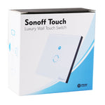 Sonoff タッチ 86mm 1ギャング強化ガラスパネル壁スイッチ スマートホームライトタッチスイッチ、AlexaおよびGoogle Home対応、AC 90V-250V 400W 2A、86mm