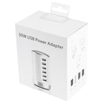 XLD4 30W 6ポートUSB充電ステーション 電源アダプター AC100-240V、米国プラグ