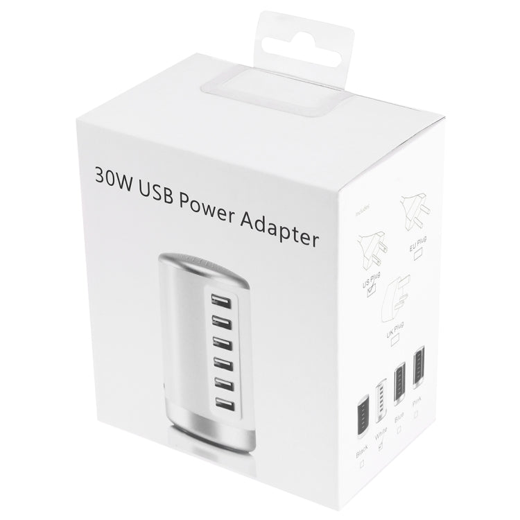 XLD4 30W 6ポートUSB充電ステーション 電源アダプター AC100-240V、米国プラグ