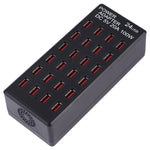 100W 24ポートUSB急速充電ステーション スマート充電器 LEDインジケーター付き AC 100-240V、米国プラグ、100W 24ポートUSB米国プラグ