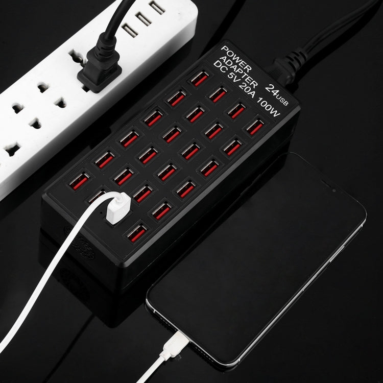 100W 24ポートUSB急速充電ステーション スマート充電器 LEDインジケーター付き AC 100-240V、米国プラグ、100W 24ポートUSB米国プラグ
