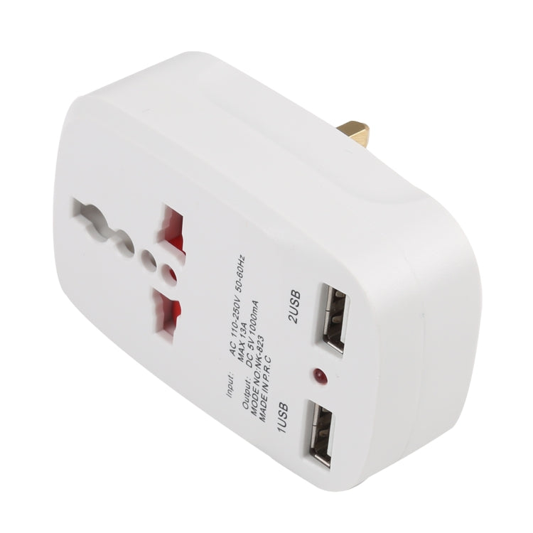 NK-823 2000W デュアルUSBトラベル充電器 電源アダプターソケット、UKプラグ