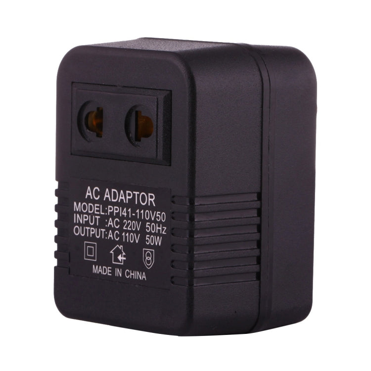 220Vから110V 50W AC電源ソケットアダプター、EU/USプラグからUSプラグへ、220Vから110V 50W