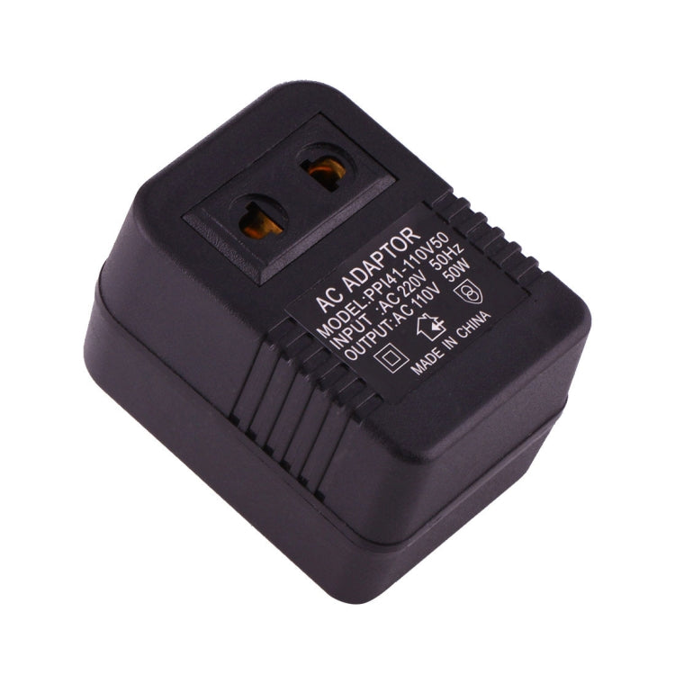 220Vから110V 50W AC電源ソケットアダプター、EU/USプラグからUSプラグへ、220Vから110V 50W