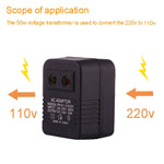 220Vから110V 50W AC電源ソケットアダプター、EU/USプラグからUSプラグへ、220Vから110V 50W