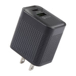 PD 20W USB-C/Type-C＋QC 3.0 USBポート チェック柄トラベル充電器、USプラグ、USプラグ（ブラック）
