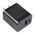 PD 20W USB-C/Type-C＋QC 3.0 USBポート チェック柄トラベル充電器、USプラグ、USプラグ（ブラック）