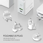 LDNIO A4403C 30W PD + Auto-id 折りたたみ式急速トラベル充電器 1m USB-C / Type-C ケーブル付き、AUプラグ、Type-C ケーブル付き、30W Type-C ケーブル付き