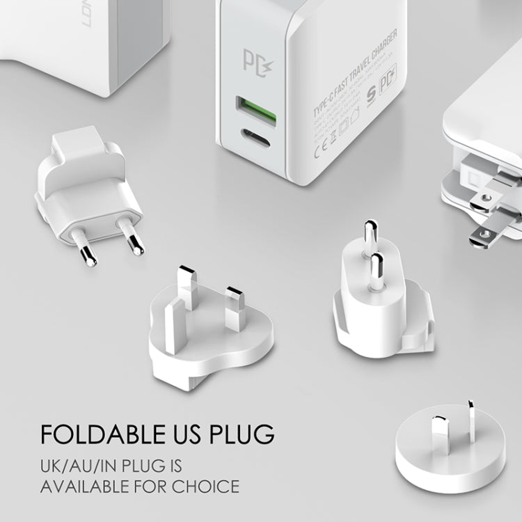 LDNIO A4403C 30W PD + Auto-id 折りたたみ式急速トラベル充電器 1m USB-C / Type-C ケーブル付き、AUプラグ、Type-C ケーブル付き、30W Type-C ケーブル付き