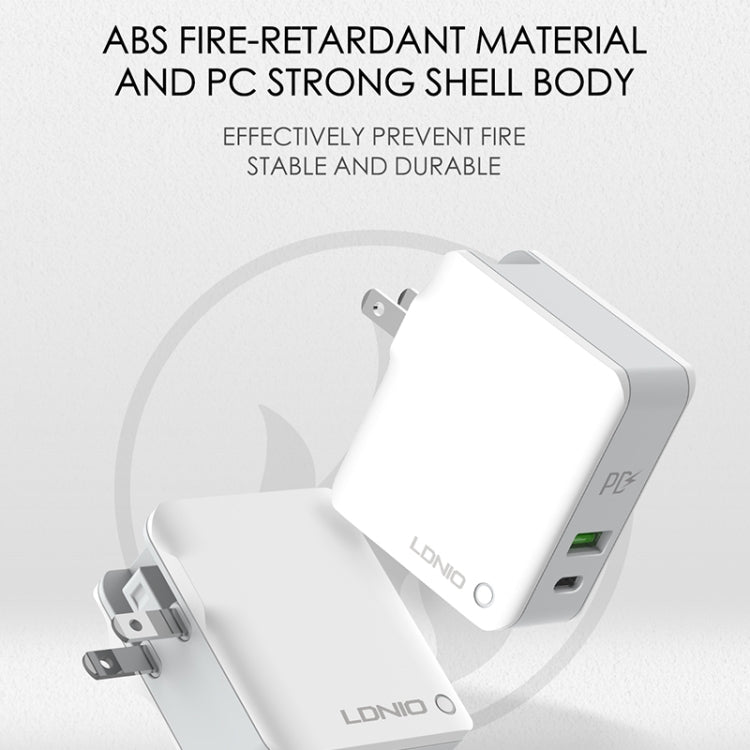 LDNIO A4403C 30W PD + Auto-id 折りたたみ式急速トラベル充電器 1m マイクロUSBケーブル付き、EUプラグ、マイクロUSBケーブル付き