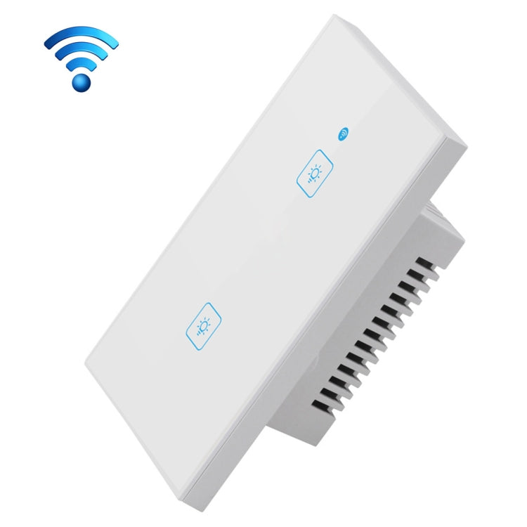 WS-US-02 EWeLink APP＆タッチコントロール 2A 2ギャング 強化ガラスパネル スマート壁スイッチ、AC 90V-250V、USプラグ、2ギャング