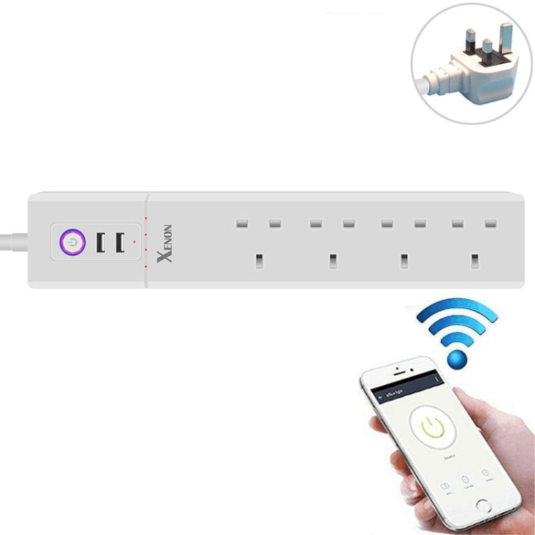 USBポート2個＋UKプラグジャック4個 WiFiリモートコントロールスマート電源ソケット Alexa＆Google Home対応、ケーブル長さ：1.8m、AC 90-265V、UKプラグ、USB4個＋UKプラグ3個(UKプラグ)