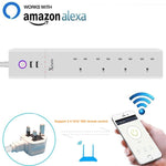 USBポート2個＋UKプラグジャック4個 WiFiリモートコントロールスマート電源ソケット Alexa＆Google Home対応、ケーブル長さ：1.8m、AC 90-265V、UKプラグ、USB4個＋UKプラグ3個(UKプラグ)