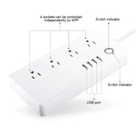 USBポート4個＋USプラグジャック4個 WiFiリモートコントロールスマート電源ソケット Alexa＆Google Home対応、AC 110-240V、USプラグ、USB4個＋USプラグ4個(USプラグ)