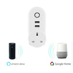 SA-002 USBポート2個＋EUソケット1個 WiFiスマート電源プラグソケット、AlexaとGoogle Home対応、AC 110V-230V、EUプラグ、UKプラグ、USプラグ
