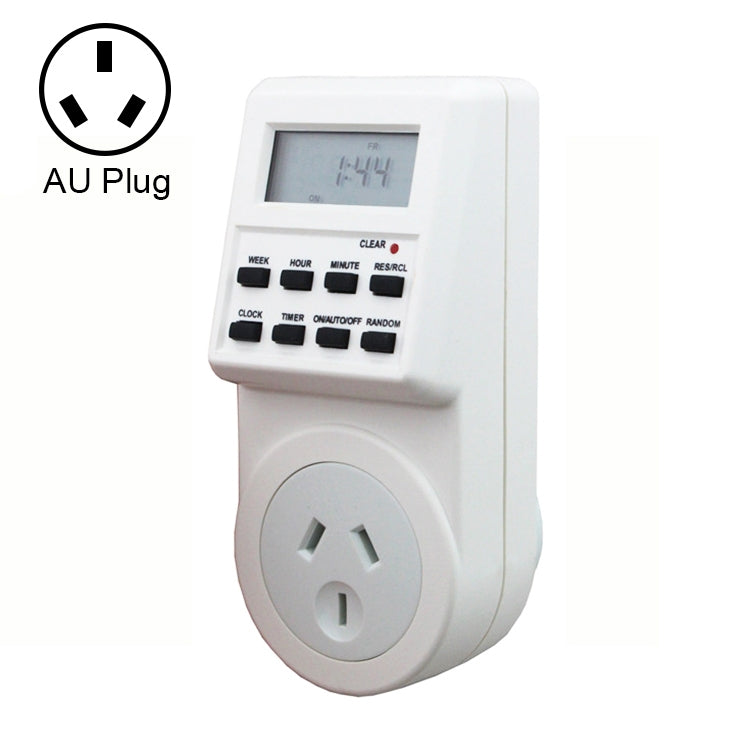 AC 240V スマートホームプラグイン LCD表示時計 夏時間機能 12/24時間切替タイマースイッチソケット、AUプラグ、AC 240V AUプラグ