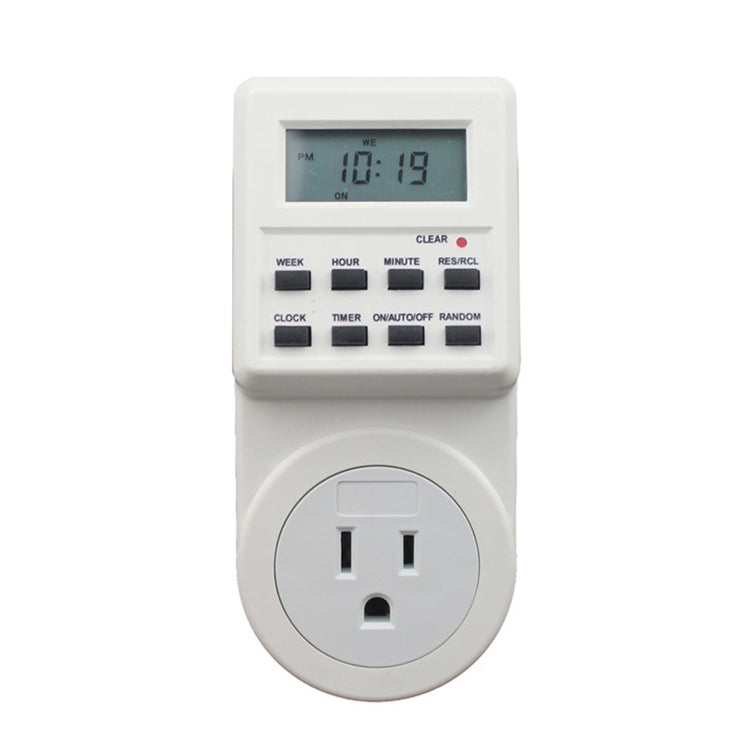 AC 120V スマートホームプラグイン LCD表示時計 夏時間機能 12/24時間切替タイマースイッチソケット、USプラグ、AC 120V USプラグ
