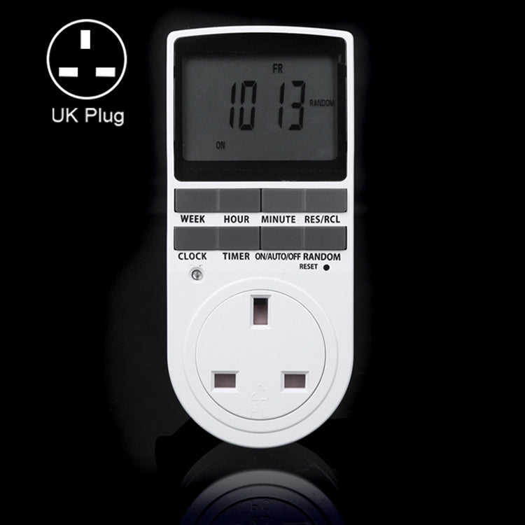 AC 230V スマートホームプラグイン LCD表示時計 夏時間機能 12/24時間切替タイマースイッチソケット、UKプラグ、AC 230V UKプラグ