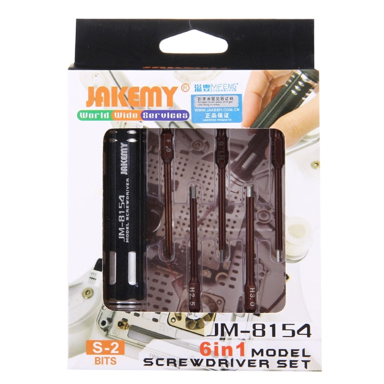 JAKEMY JM-8154 6in1 モデルドライバーセット 65mm S-2 精密ビット（クロス3.0、六角H1.5 & H2.0 & H2.5 & H3.0）、JM-8154