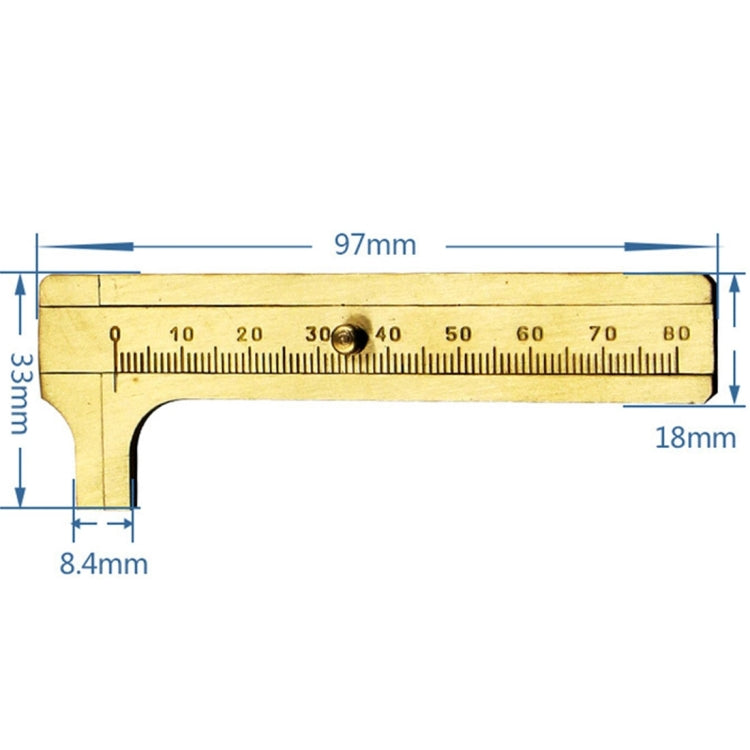 携帯用ミニ真鍮スライド80mmゲージノギス ビーズジュエリー測定キャリパー、80mm
