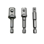 3個セット ソケットビット延長バー 六角軸アダプター ドリルナットドライバーパワードリルビット（1/4、3/8、1/2インチ）、長さ：50mm、長さ：50mm
