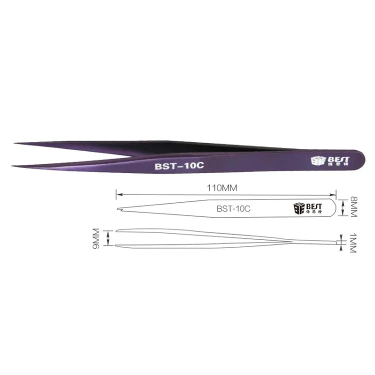 BEST BST-10C 超極細ポイント カラー眉毛用ピンセット BST-10C