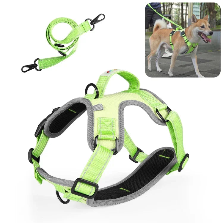 FunAdd トラクションロープ 反射通気性ナイロンペットベスト 犬用ハーネス、サイズ：M、サイズ：M