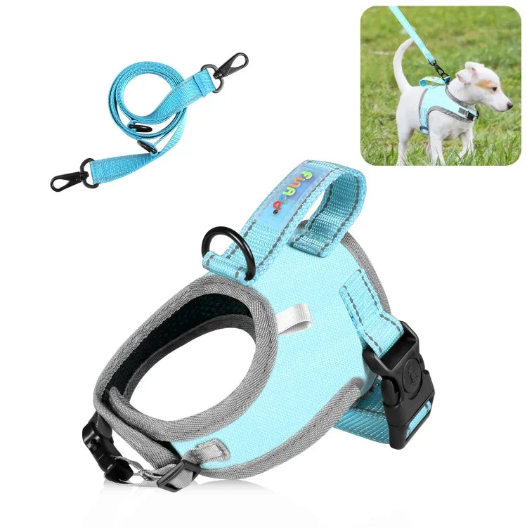 FunAdd トラクションロープ 反射通気性ナイロンペットベスト 犬用ハーネス、サイズ：S、サイズ：S
